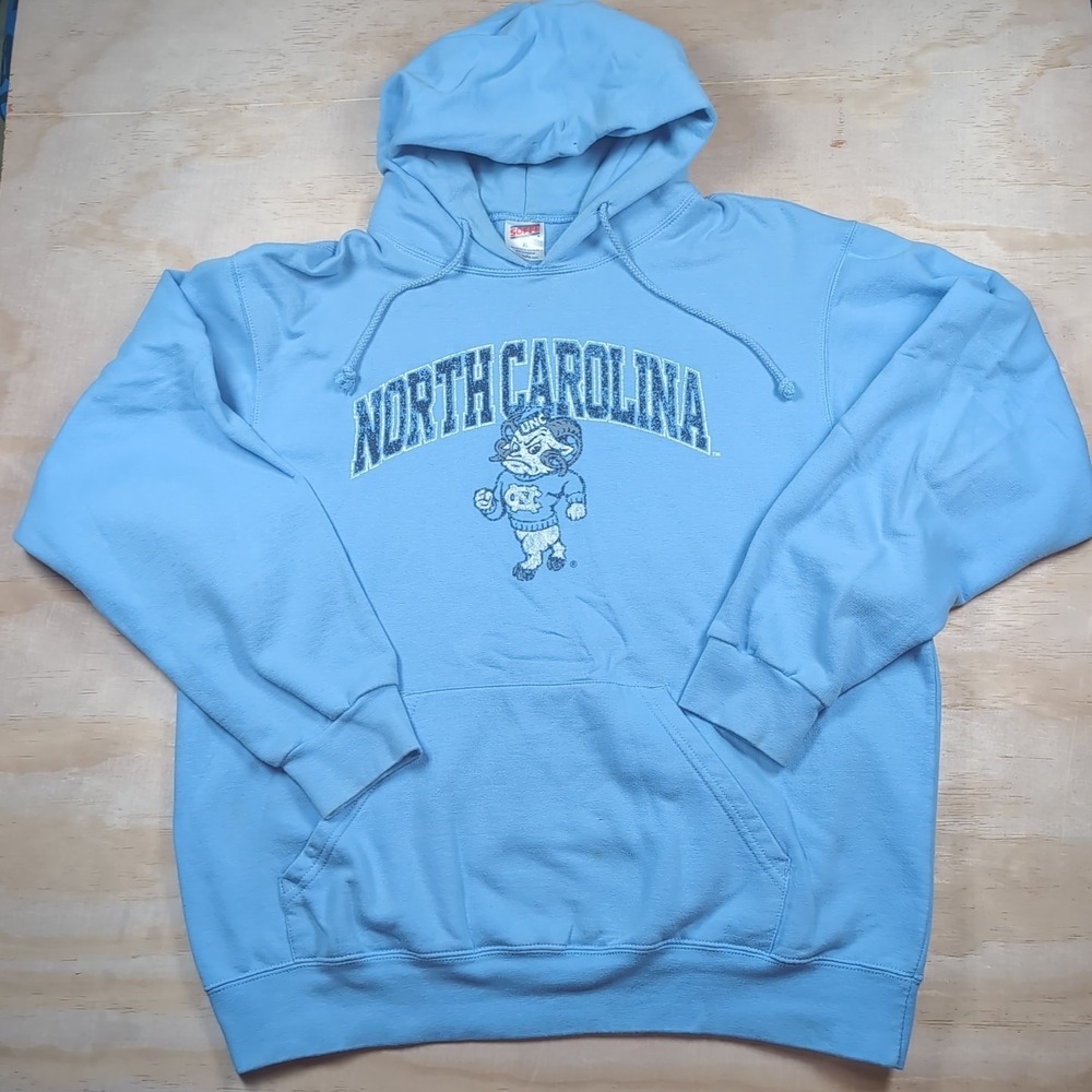 Vintage North Carolina Tarheels Hoodie Mens XL Blue Soffe Logo Pullover Y2K